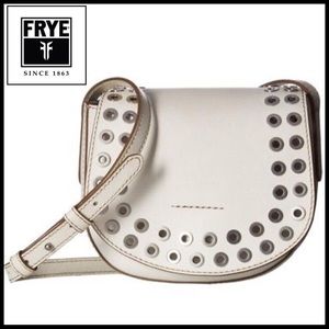 FRYE White Leather Crossbody w/ Silver Rivet Detail.